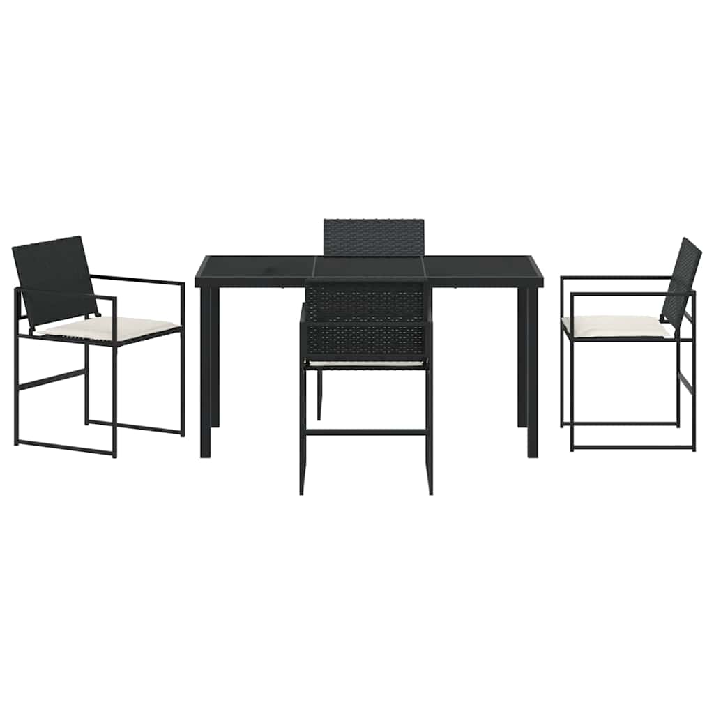 Ensemble de salle à manger pour jardin 5 pcs Noir et Crème - XIOS