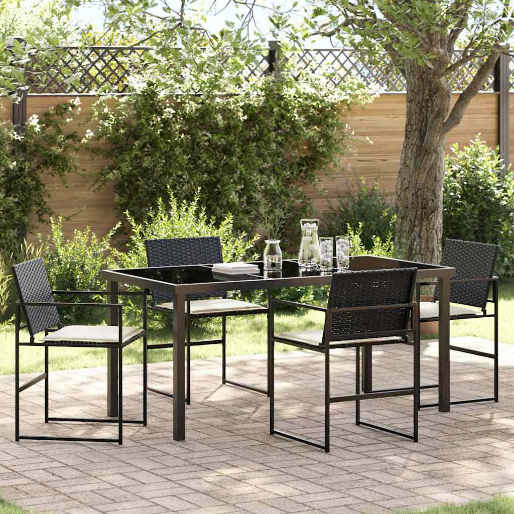 Ensemble de salle à manger pour jardin 5 pcs Noir et Crème - XIOS