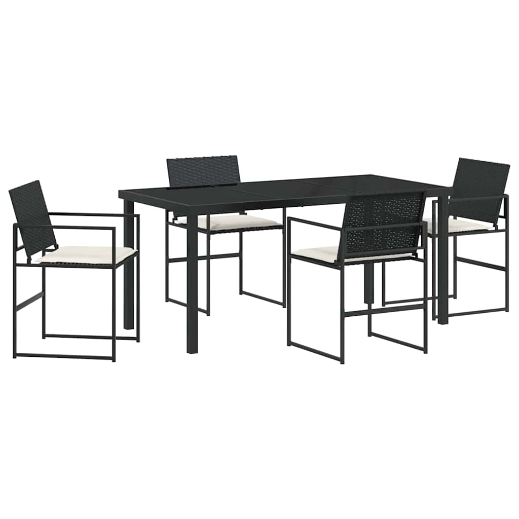 Ensemble de salle à manger pour jardin 5 pcs Noir et Crème - XIOS