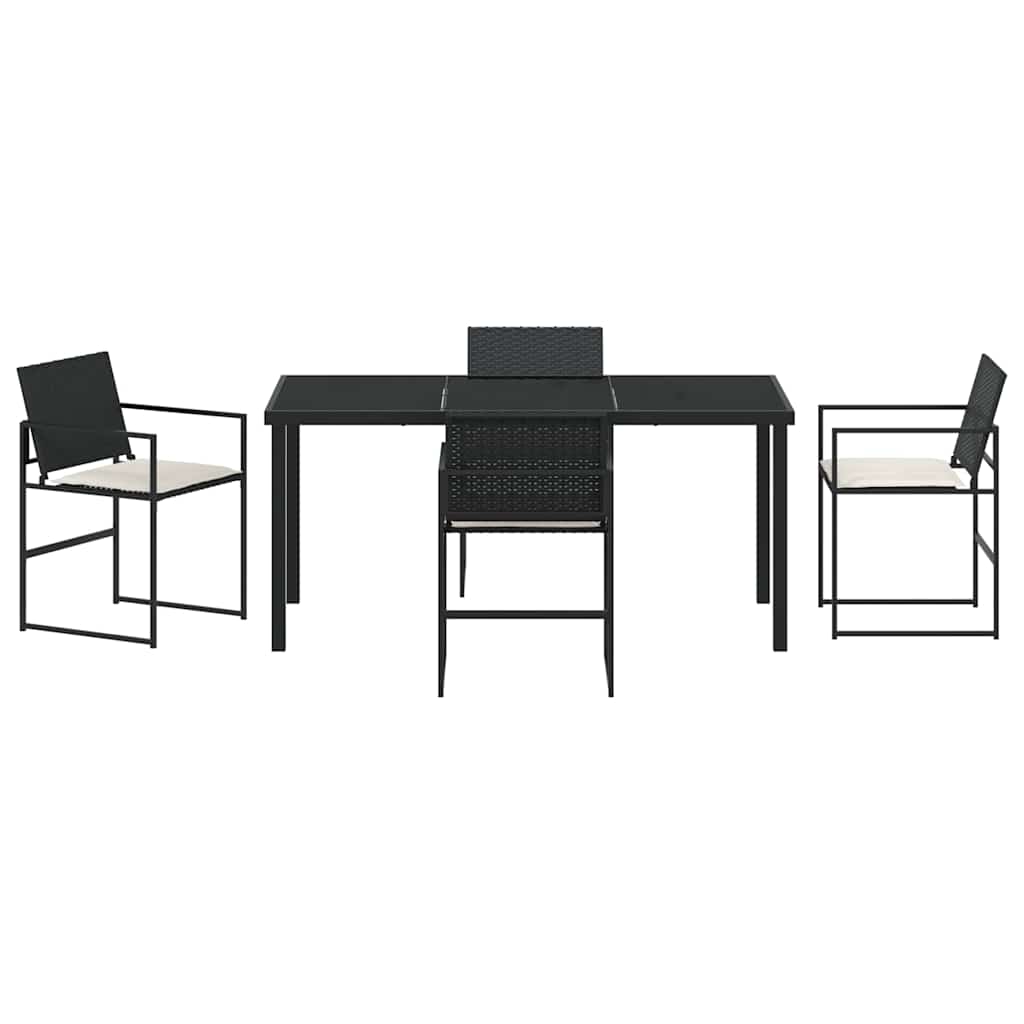 Ensemble de salle à manger pour jardin 5 pcs Noir et Crème - XIOS