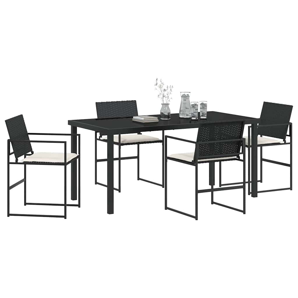Ensemble de salle à manger pour jardin 5 pcs Noir et Crème - XIOS
