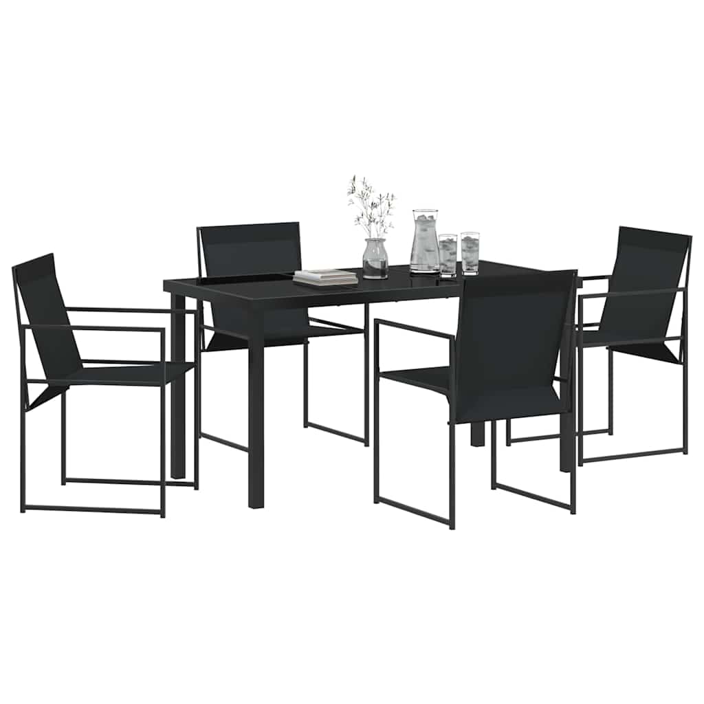 Ensemble de salle à manger pour jardin 5 pcs Noir - XIOS