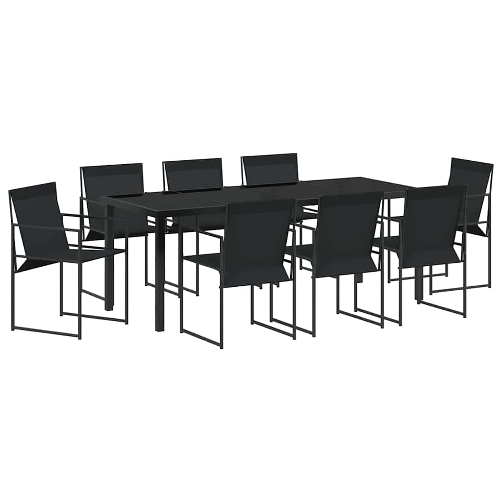 Ensemble de salle à manger pour jardin 9 pcs Noir - XIOS