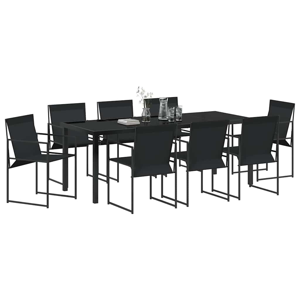 Ensemble de salle à manger pour jardin 9 pcs Noir - XIOS