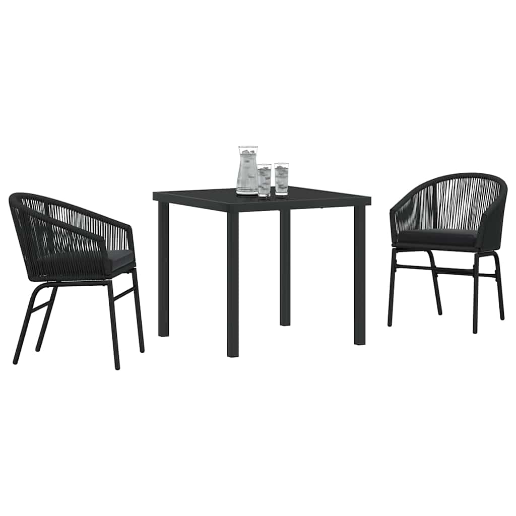 Ensemble de salle à manger pour jardin 3 pcs Noir - XIOS