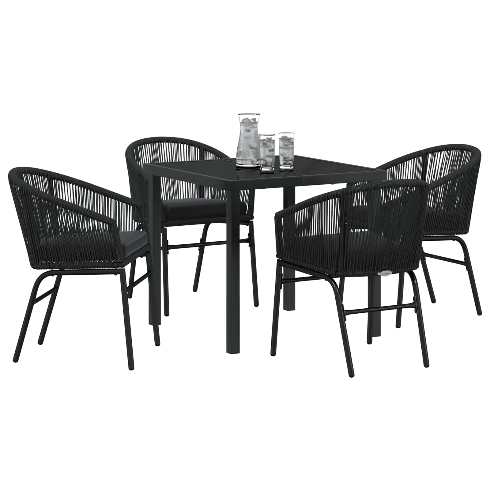 Ensemble de salle à manger pour jardin 5 pcs Noir - XIOS
