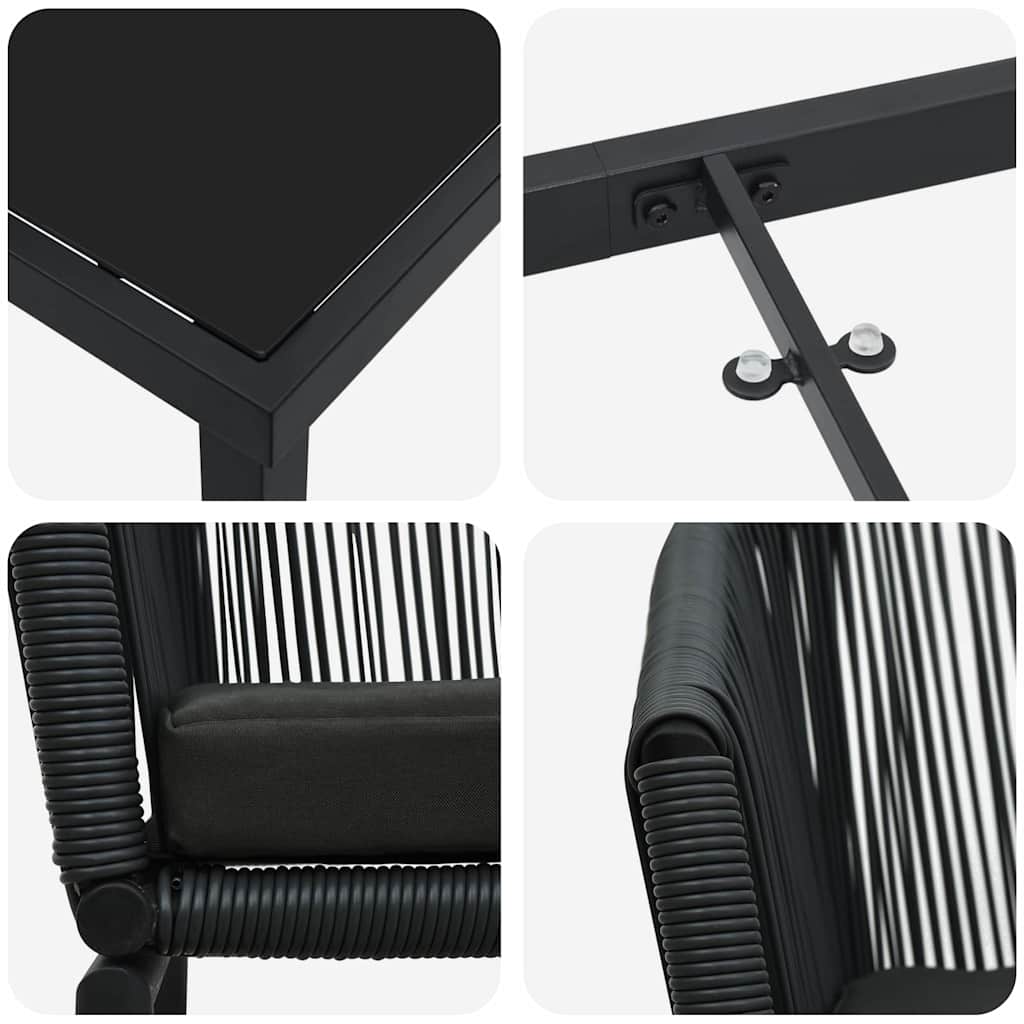 Ensemble de salle à manger pour jardin 5 pcs Noir - XIOS