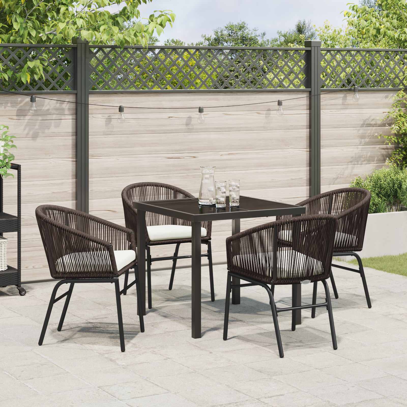Ensemble de salle à manger pour jardin 5 pcs Marron - XIOS