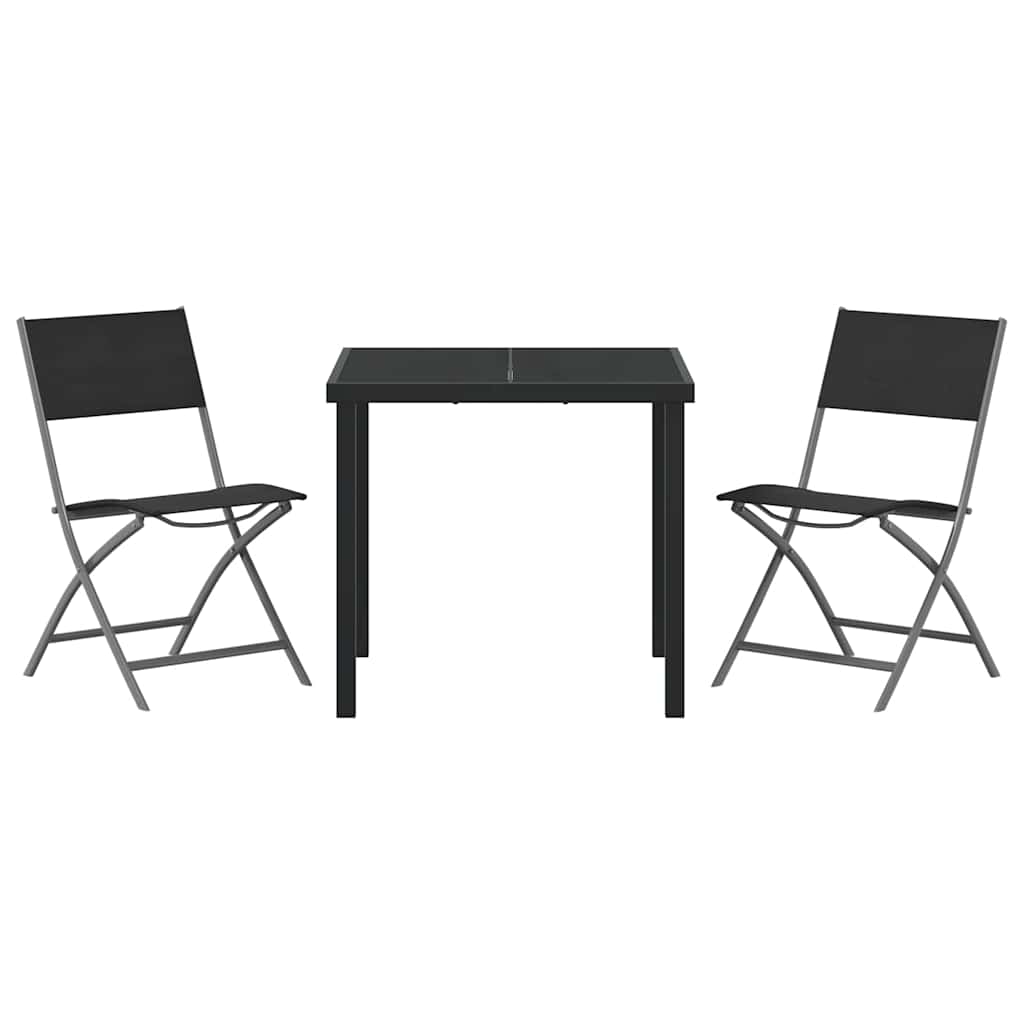 Ensemble de salle à manger pour jardin 3 pcs Noir - XIOS