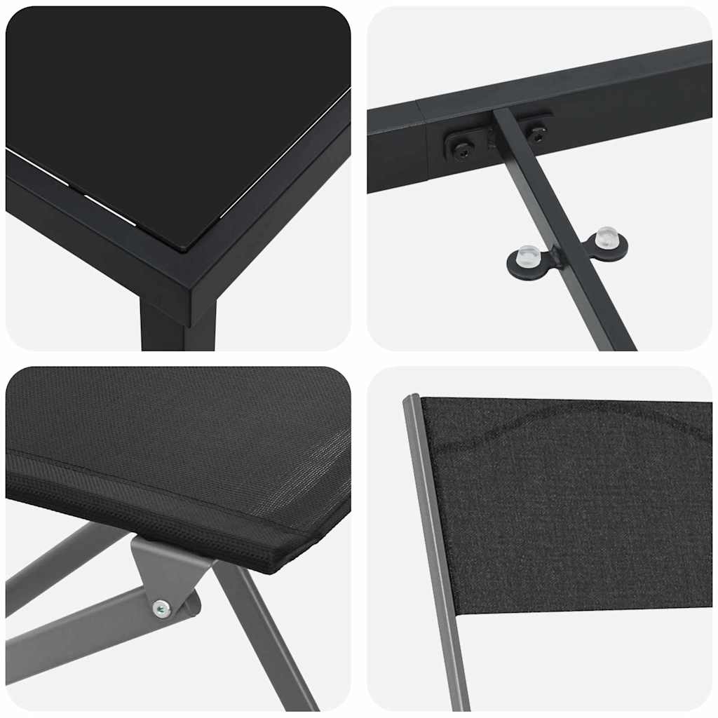 Ensemble de salle à manger pour jardin 5 pcs Noir - XIOS