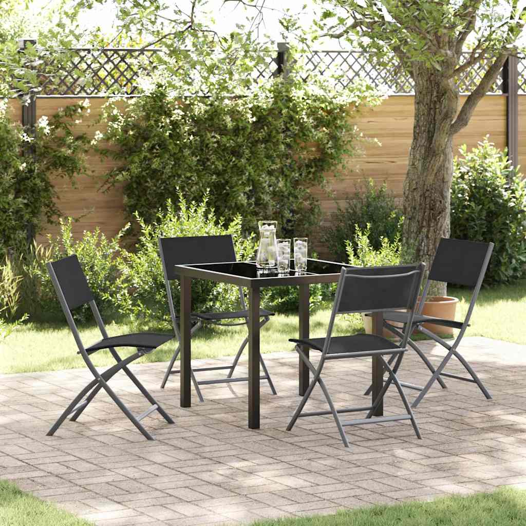 Ensemble de salle à manger pour jardin 5 pcs Noir - XIOS
