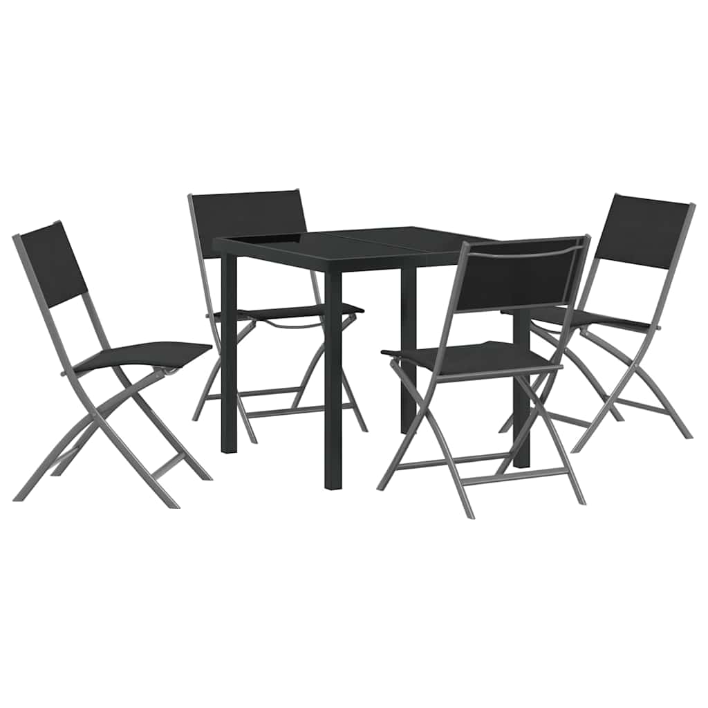 Ensemble de salle à manger pour jardin 5 pcs Noir - XIOS