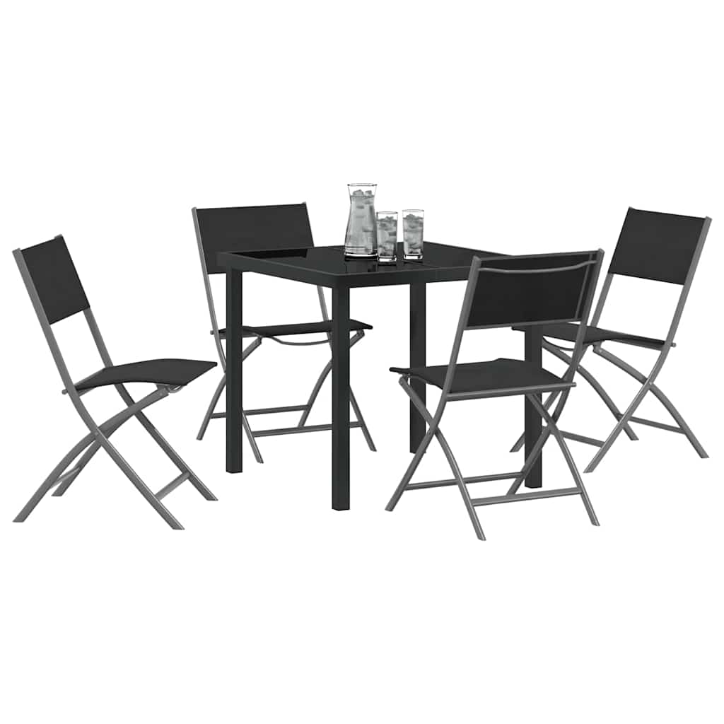 Ensemble de salle à manger pour jardin 5 pcs Noir - XIOS