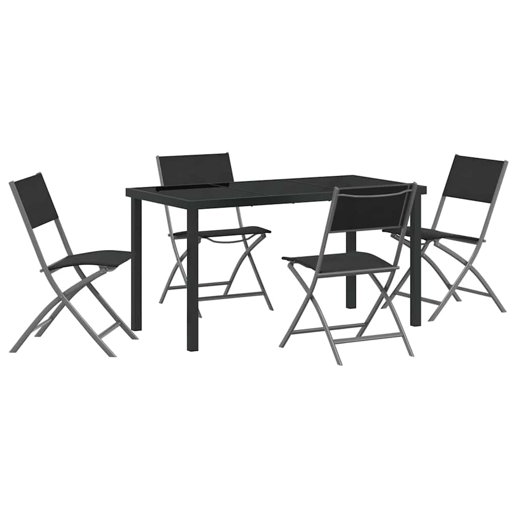 Ensemble de salle à manger pour jardin 5 pcs Noir - XIOS