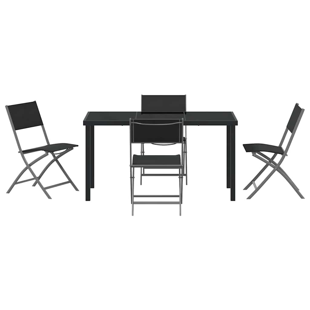 Ensemble de salle à manger pour jardin 5 pcs Noir - XIOS