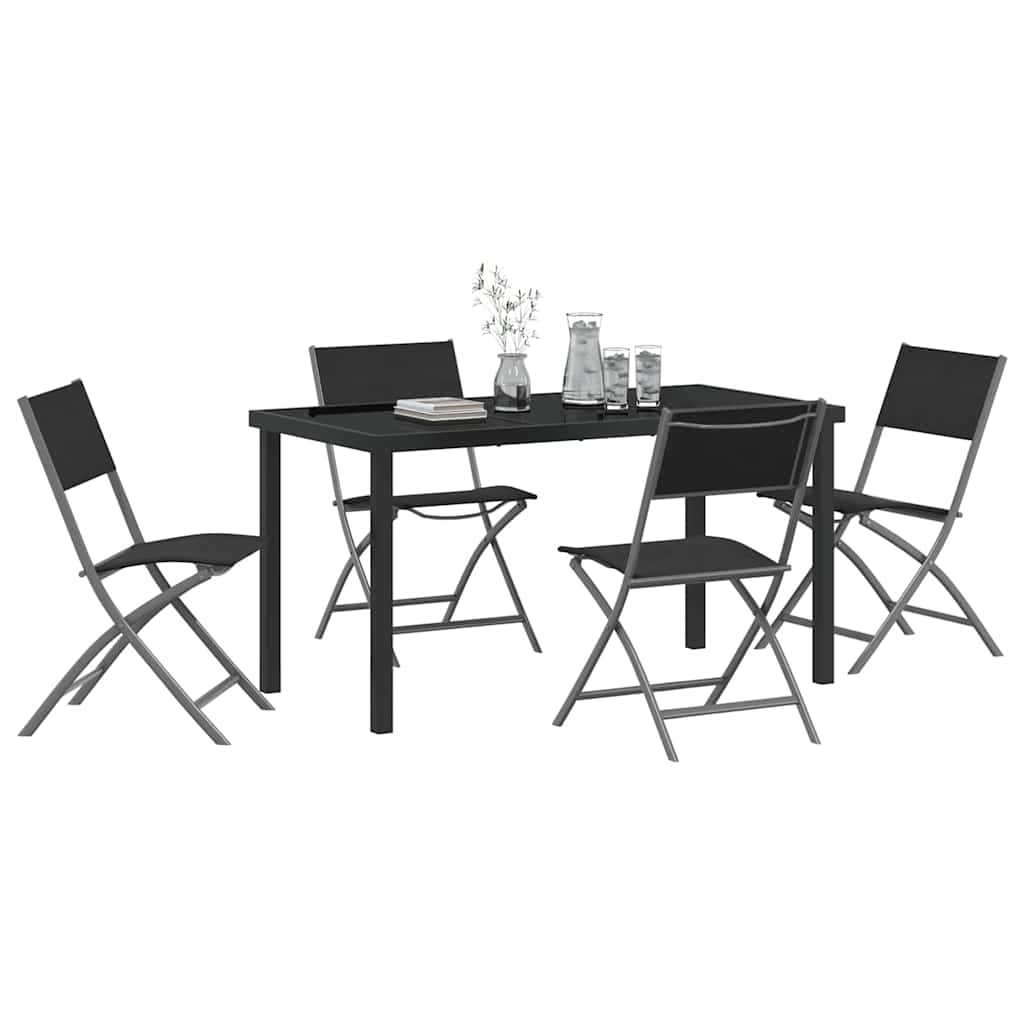 Ensemble de salle à manger pour jardin 5 pcs Noir - XIOS