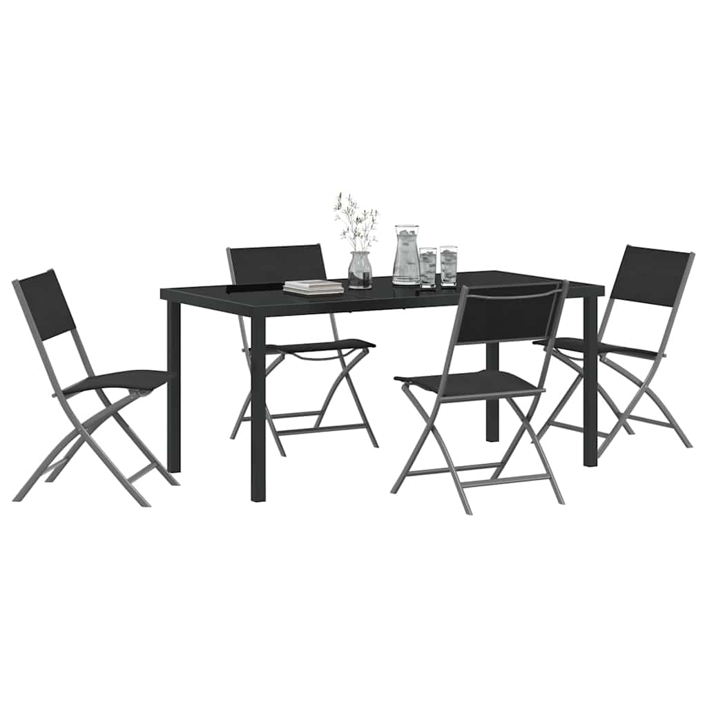 Ensemble de salle à manger pour jardin 5 pcs Noir - XIOS