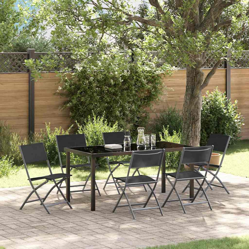 Ensemble de salle à manger pour jardin 7 pcs Noir - XIOS