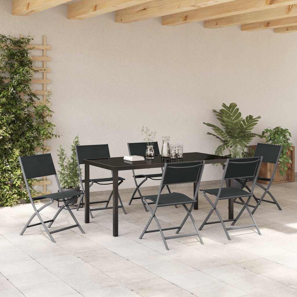 Ensemble de salle à manger pour jardin 7 pcs Noir - XIOS