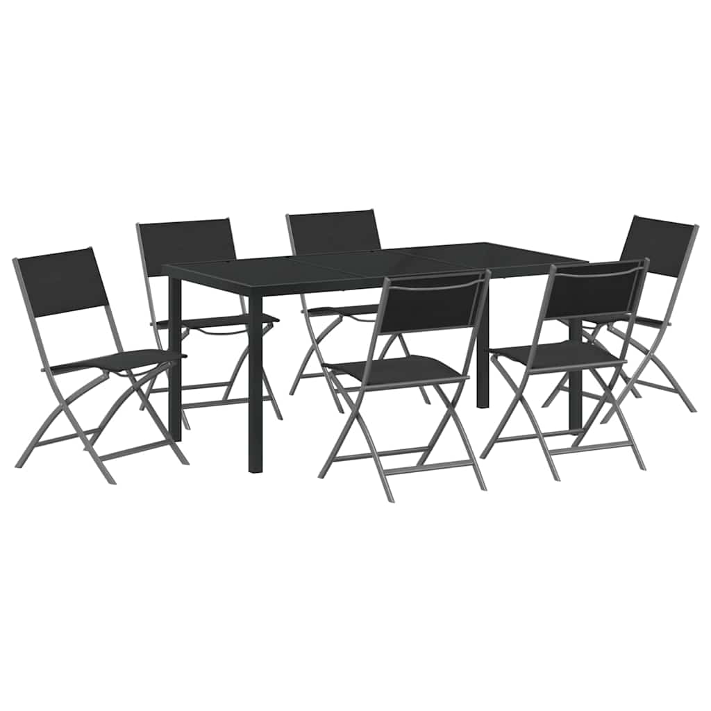 Ensemble de salle à manger pour jardin 7 pcs Noir - XIOS