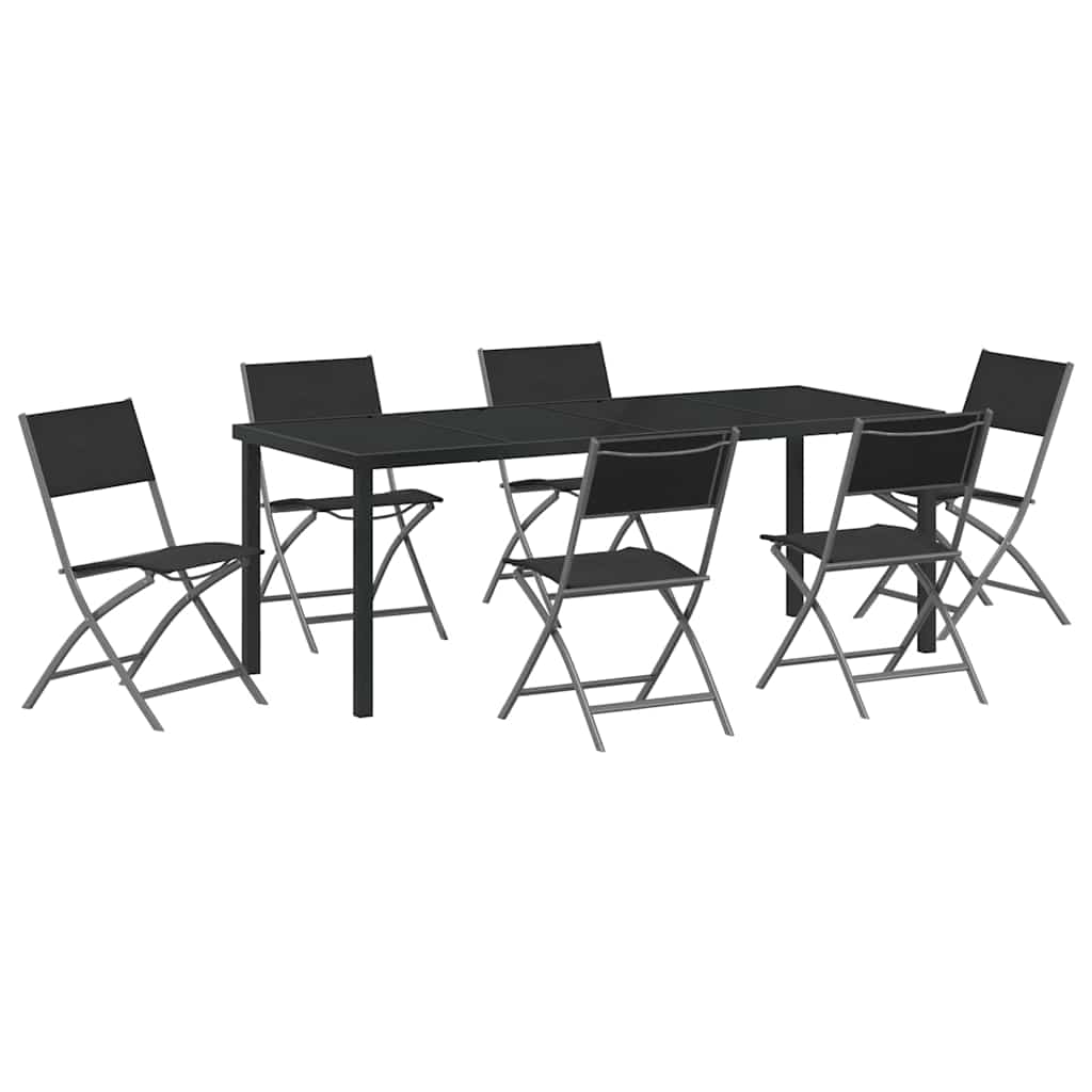 Ensemble de salle à manger pour jardin 7 pcs Noir - XIOS