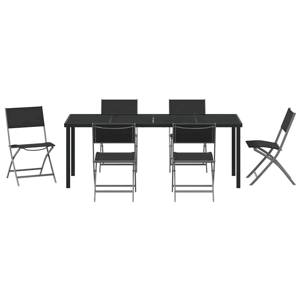 Ensemble de salle à manger pour jardin 7 pcs Noir - XIOS