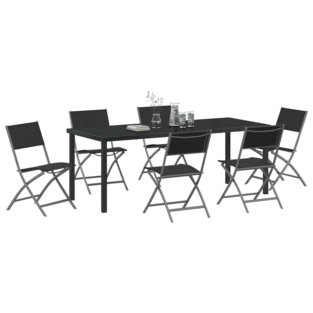 Ensemble de salle à manger pour jardin 7 pcs Noir - XIOS