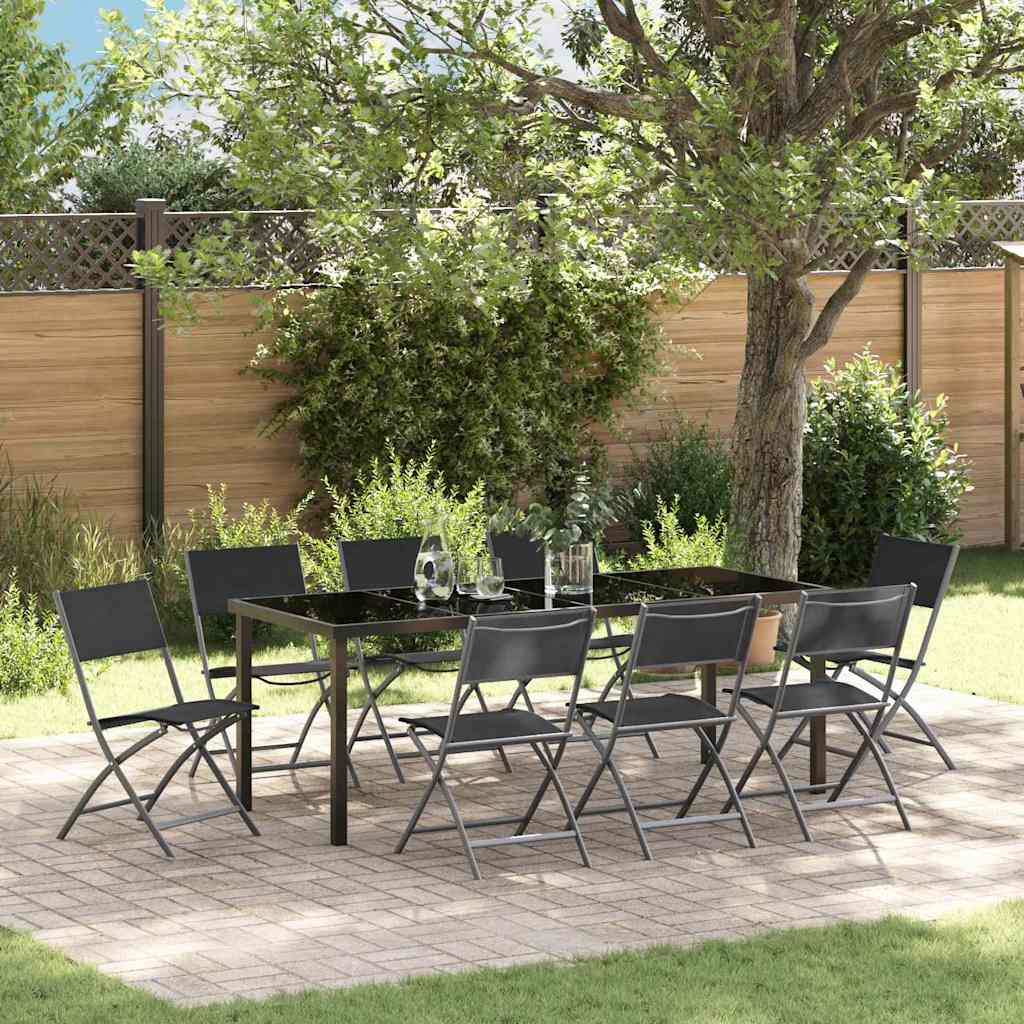 Ensemble de salle à manger pour jardin 9 pcs Noir - XIOS