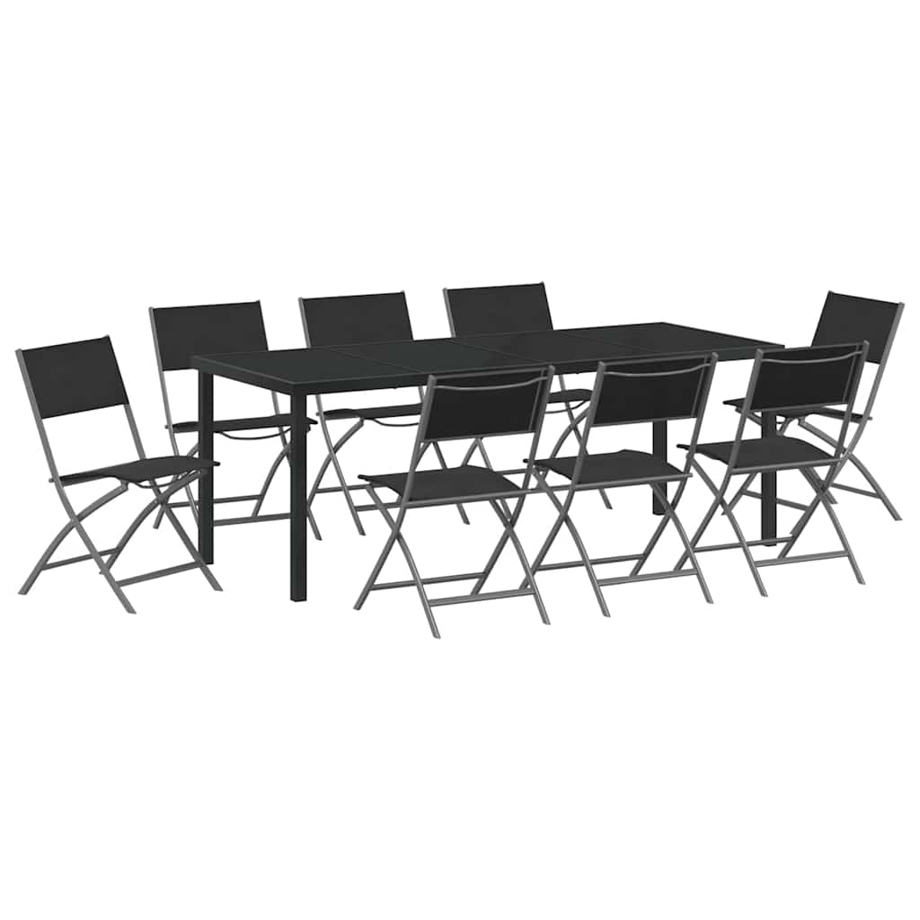 Ensemble de salle à manger pour jardin 9 pcs Noir - XIOS