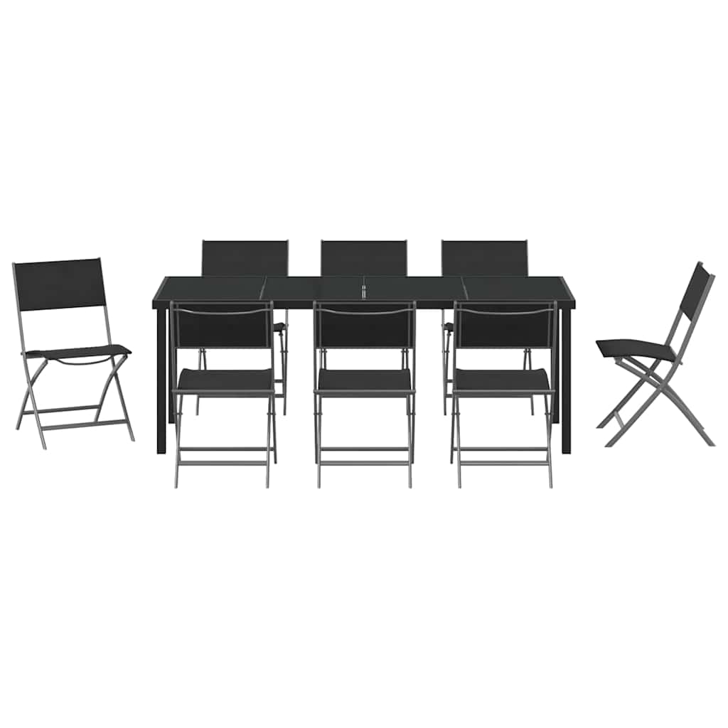 Ensemble de salle à manger pour jardin 9 pcs Noir - XIOS