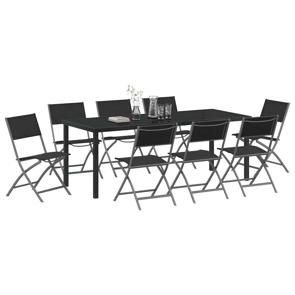 Ensemble de salle à manger pour jardin 9 pcs Noir - XIOS