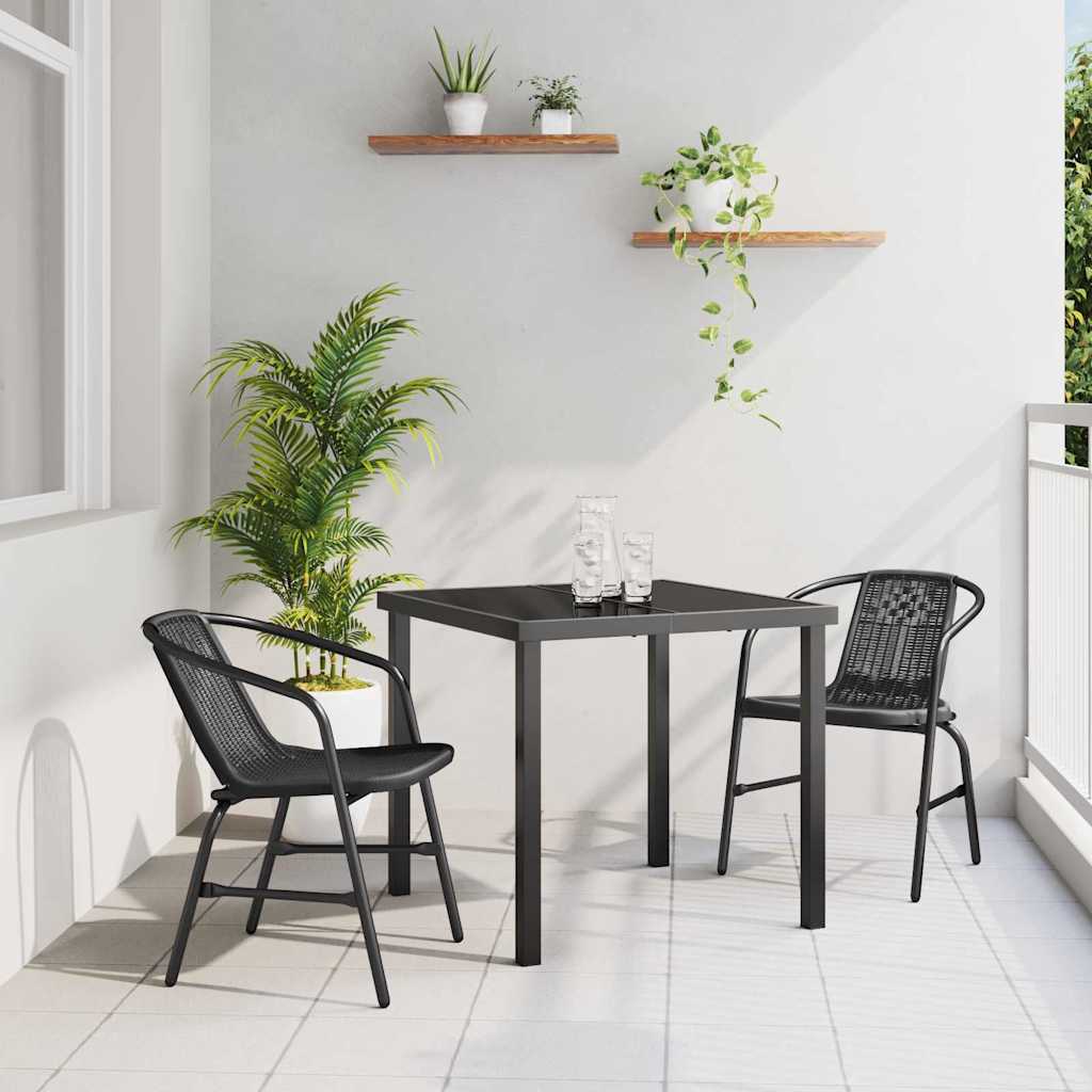 Ensemble de salle à manger pour jardin 3 pcs Noir - XIOS