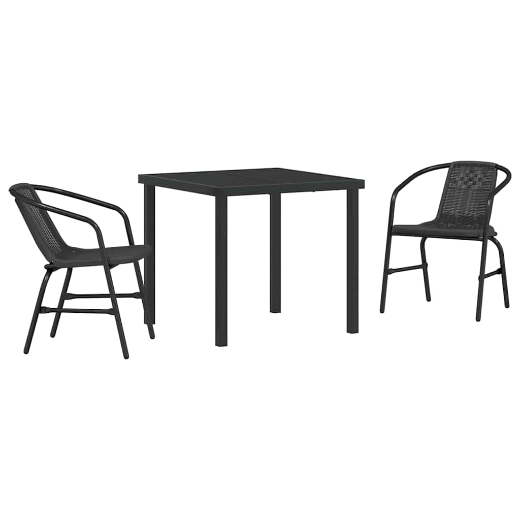 Ensemble de salle à manger pour jardin 3 pcs Noir - XIOS