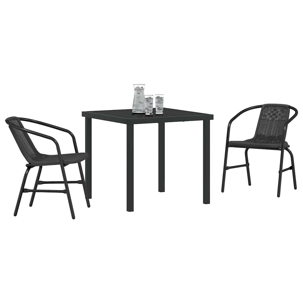 Ensemble de salle à manger pour jardin 3 pcs Noir - XIOS