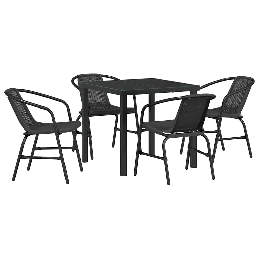 Ensemble de salle à manger pour jardin 5 pcs Noir - XIOS