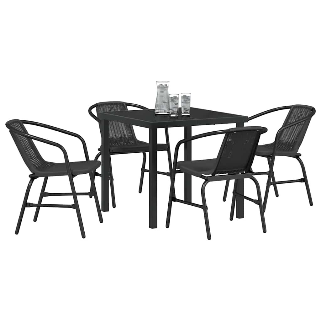 Ensemble de salle à manger pour jardin 5 pcs Noir - XIOS