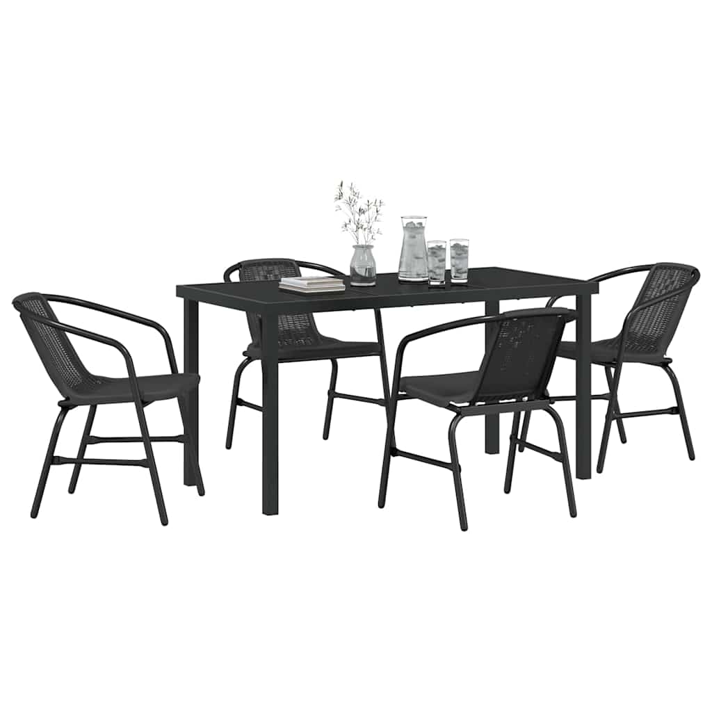Ensemble de salle à manger pour jardin 5 pcs Noir - XIOS