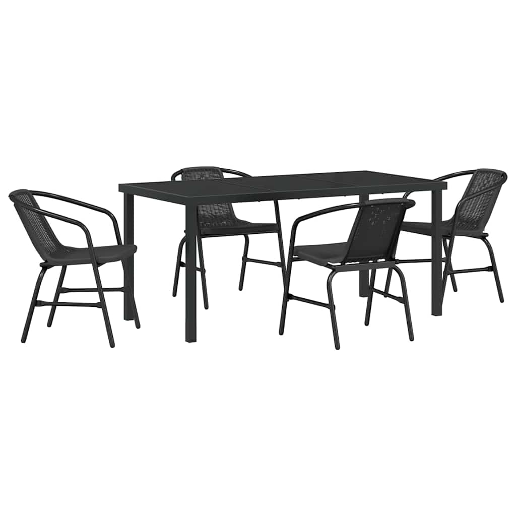 Ensemble de salle à manger pour jardin 5 pcs Noir - XIOS