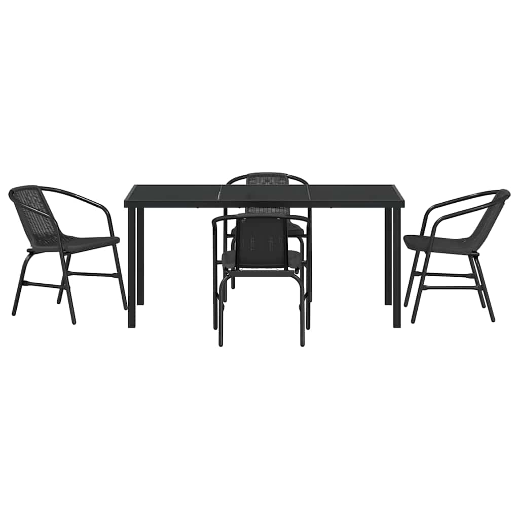 Ensemble de salle à manger pour jardin 5 pcs Noir - XIOS