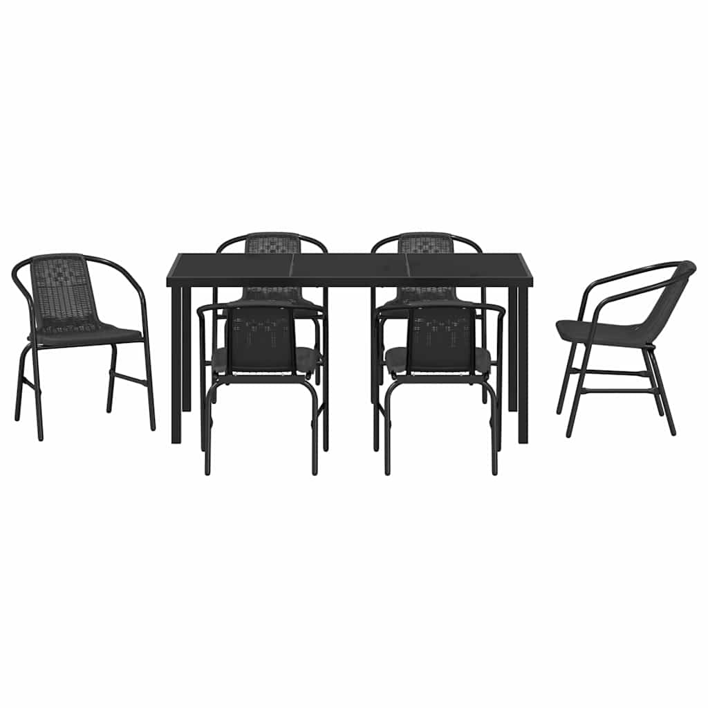 Ensemble de salle à manger pour jardin 7 pcs Noir - XIOS