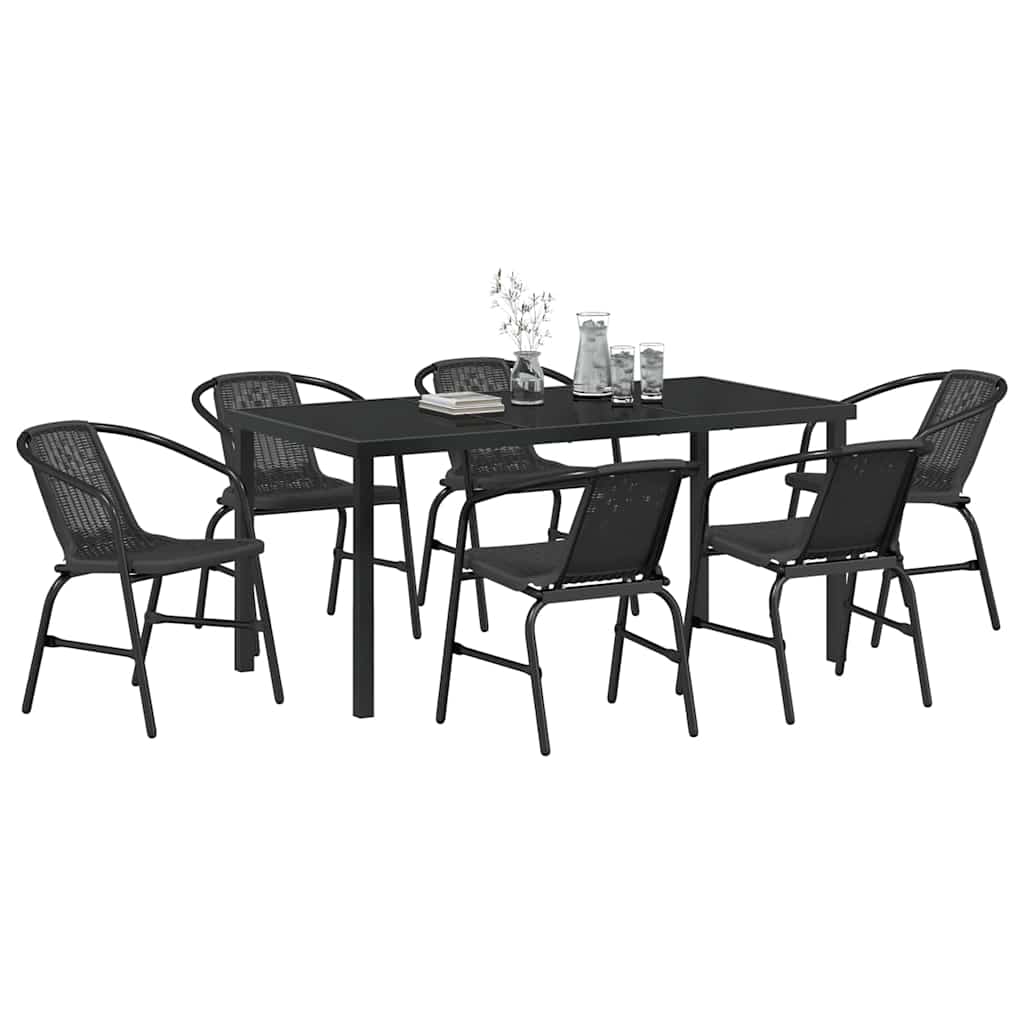 Ensemble de salle à manger pour jardin 7 pcs Noir - XIOS