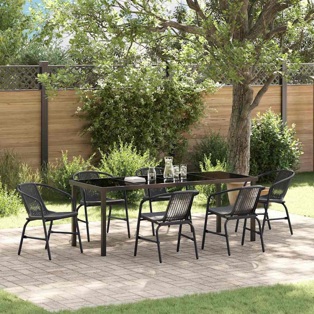 Ensemble de salle à manger pour jardin 7 pcs Noir - XIOS