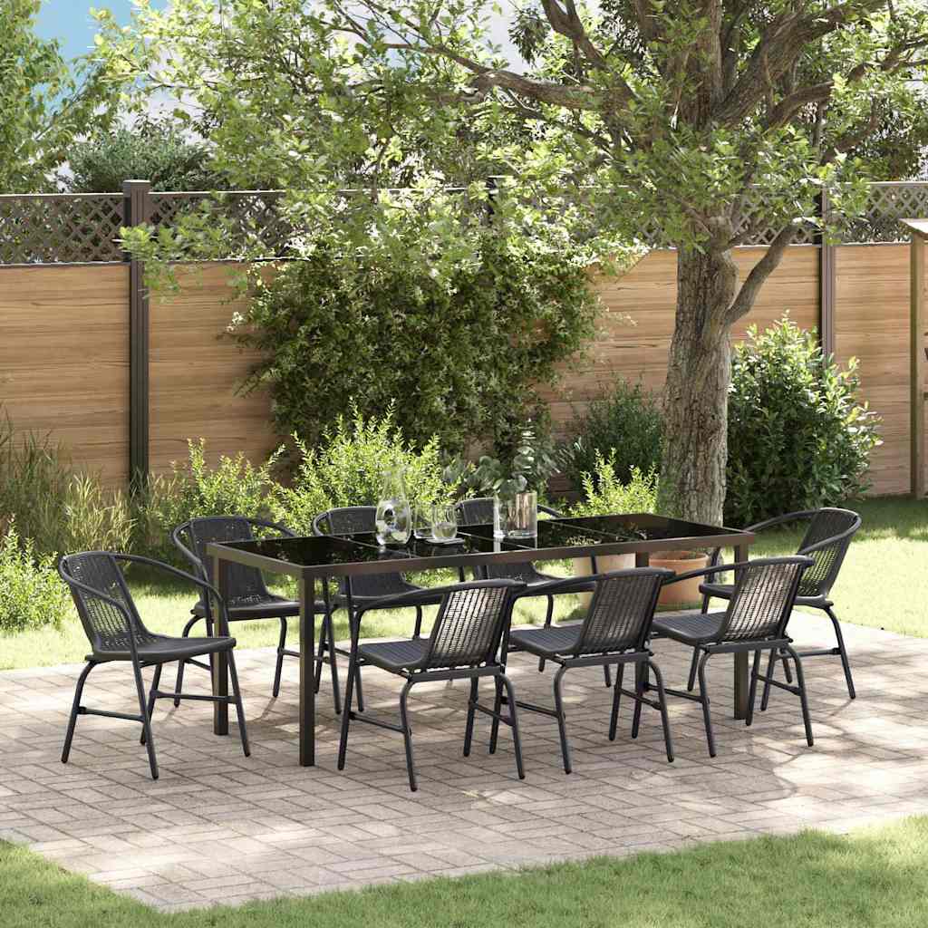Ensemble de salle à manger pour jardin 9 pcs Noir - XIOS