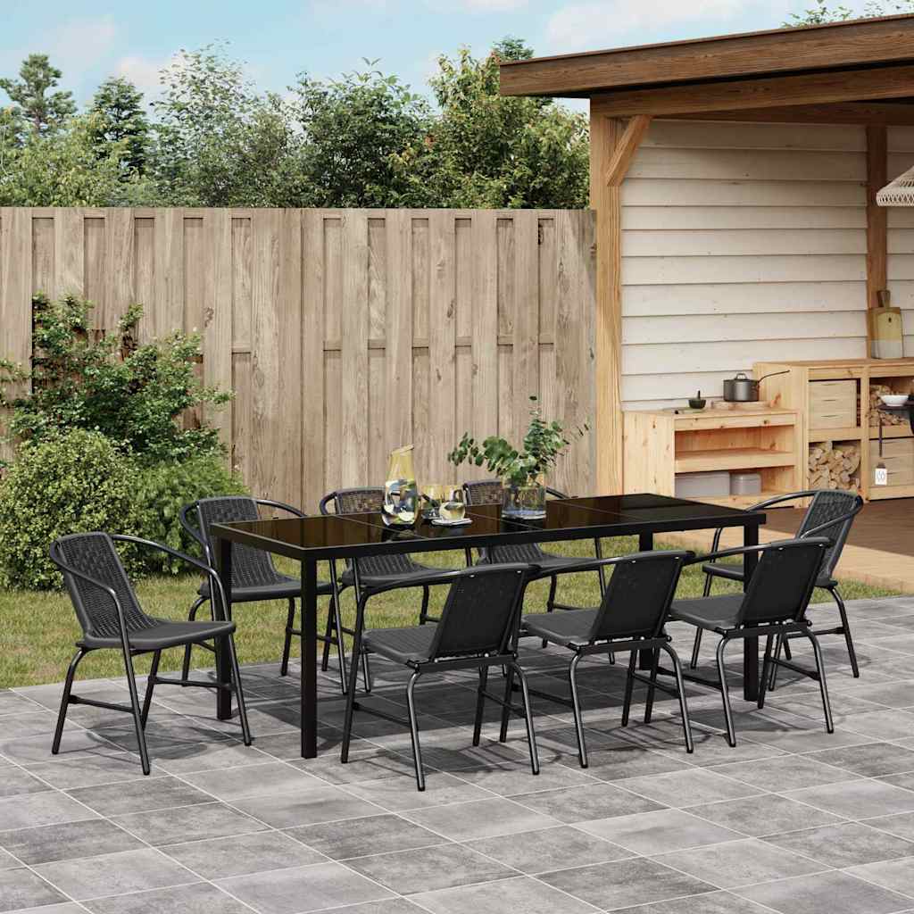 Ensemble de salle à manger pour jardin 9 pcs Noir - XIOS