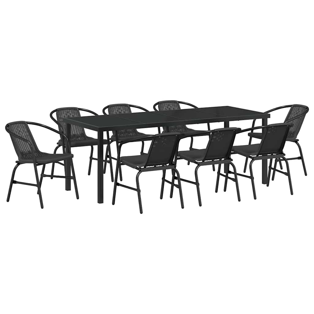 Ensemble de salle à manger pour jardin 9 pcs Noir - XIOS