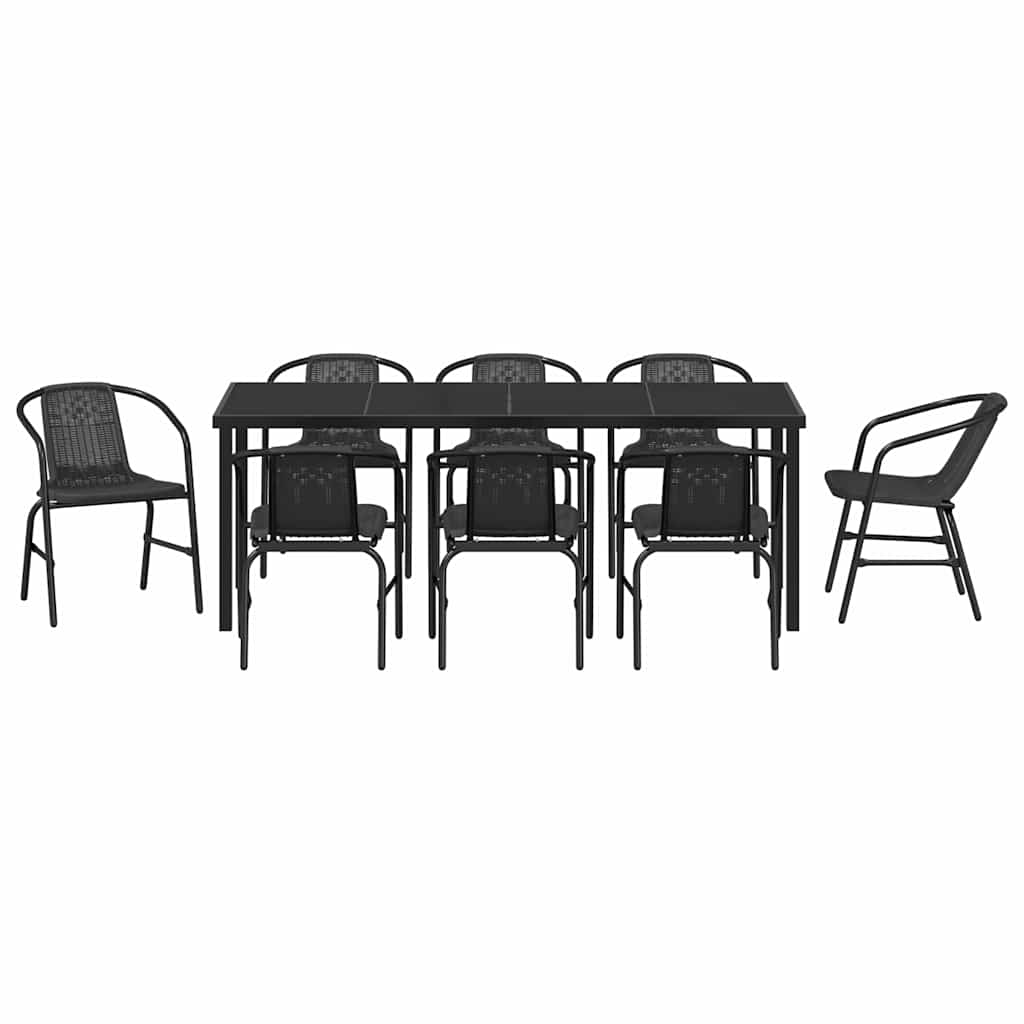 Ensemble de salle à manger pour jardin 9 pcs Noir - XIOS