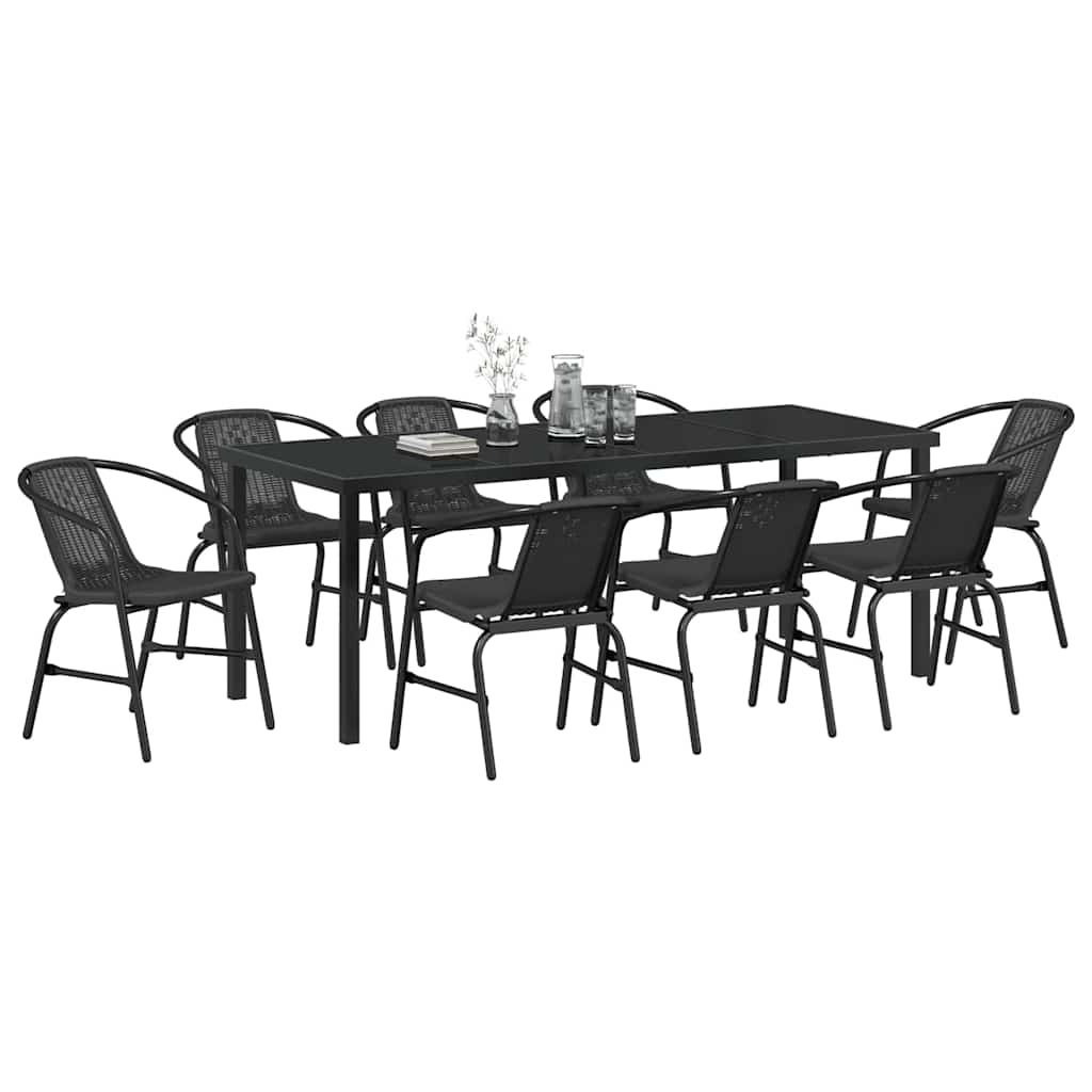 Ensemble de salle à manger pour jardin 9 pcs Noir - XIOS
