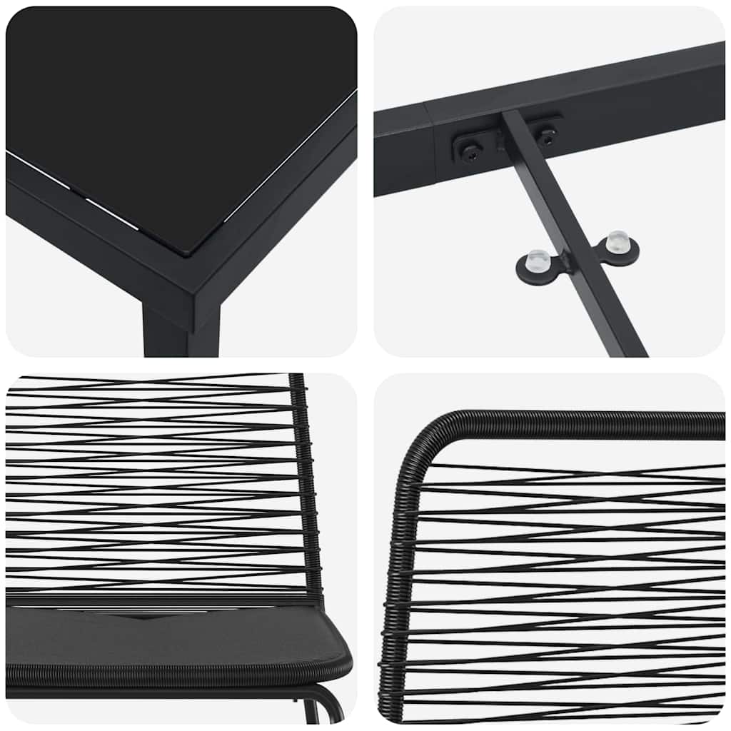 Ensemble de salle à manger pour jardin 5 pcs Noir - XIOS