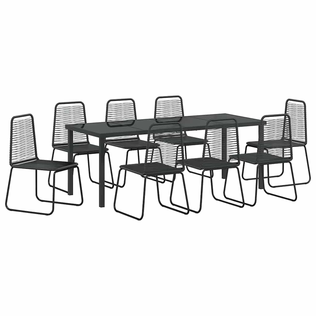 Ensemble de salle à manger pour jardin 9 pcs Noir - XIOS