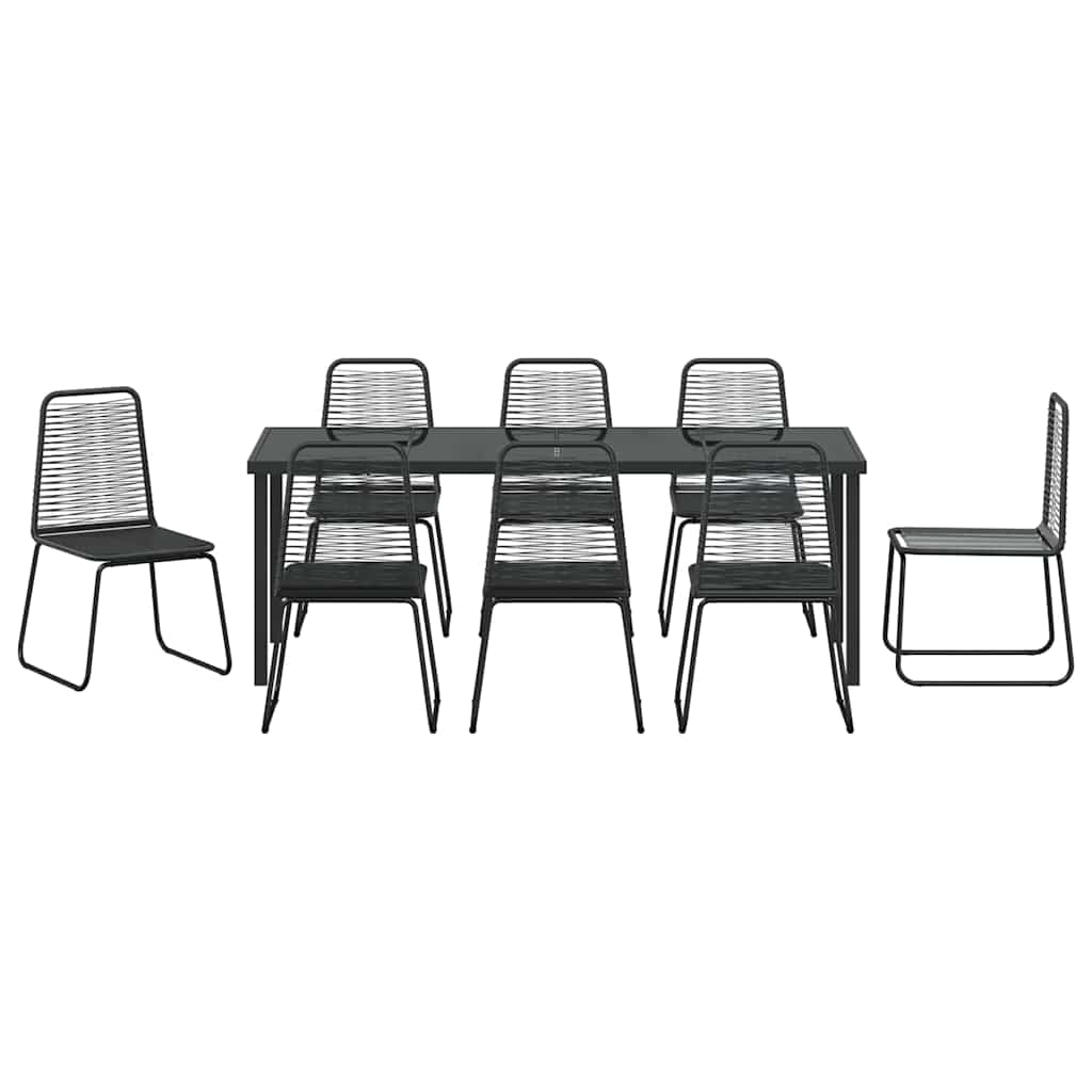 Ensemble de salle à manger pour jardin 9 pcs Noir - XIOS